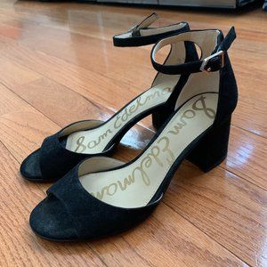 Sam Edelman Black Suede Strappy Sandal with 2" Block Heel